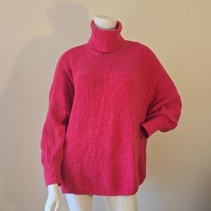 Lovers + Friends Vibrant Pink Turtleneck Sweater